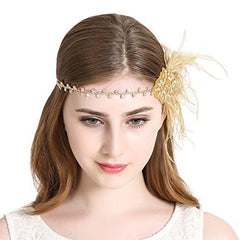 Flapper Headband 1920s Art Deco Gatsby Feather Headpiece|JaosWish