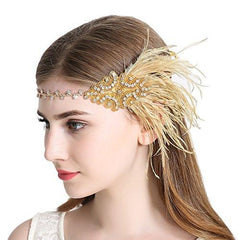 Flapper Headband 1920s Art Deco Gatsby Feather Headpiece|JaosWish