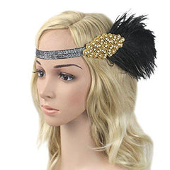 Women's Peacock 1920s Flapper Headband Gold