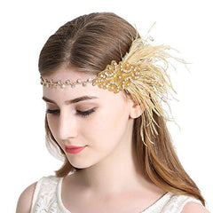 Flapper Headband 1920s Art Deco Gatsby Feather Headpiece|JaosWish