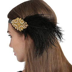 Women's Peacock 1920s Flapper Headband Gold