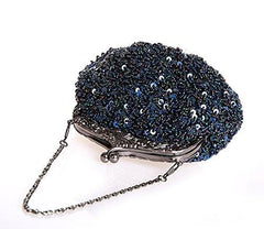 Vintage Kissing Lock Sequins Beaded Evening Party Purse