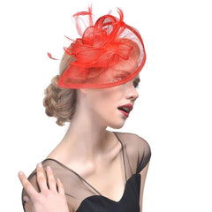 Tea Party hats Red Fascinator Wedding Fascinators for Women