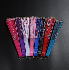 8PCS Vintage Retro Fabric Fans Folding Hand Held Bulk for Women