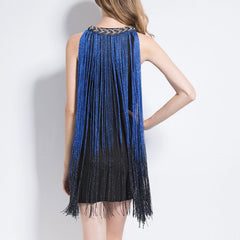navy blue Fringe Tassel Dress Great Gatsby New Year Party