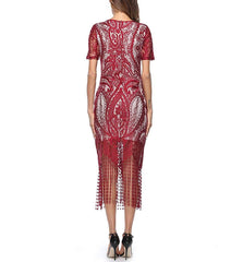 1920s Fashion Flapper Great Gatsby Dress Wine Red