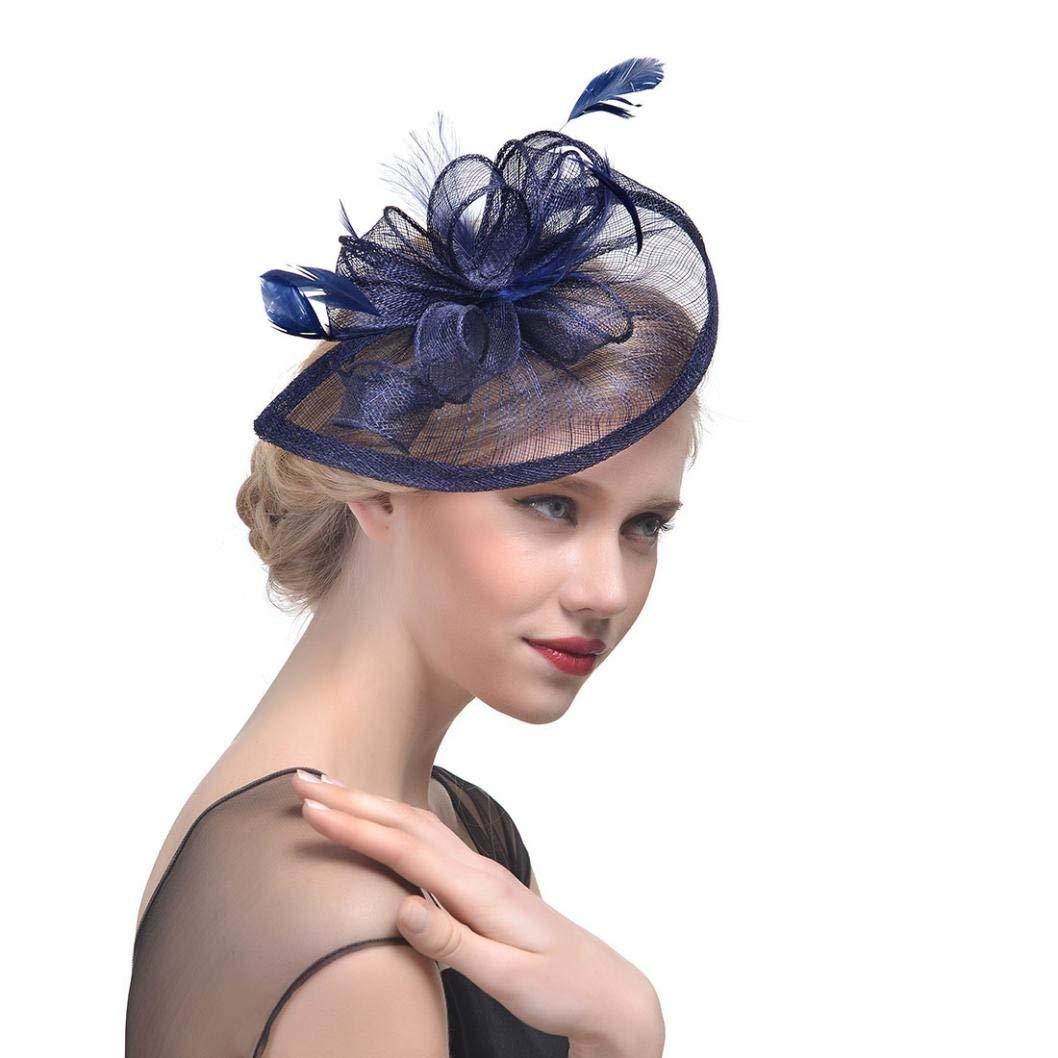 Sinamay & Feathers Twist Navy Fascinator Hat Blue Wedding Hats