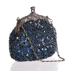 Vintage Kissing Lock Sequins Beaded Evening Party Purse