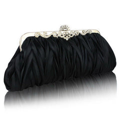 Womens Satin Pleated Evening Clutch Bags 1920s Accessories