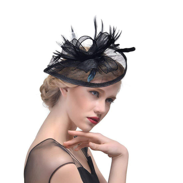 Black Wedding Hats and Fascinators Tea Party Pillbox Hat 