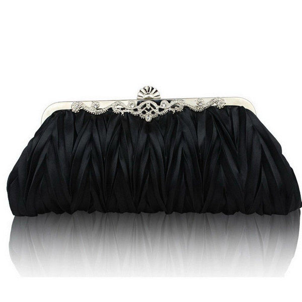 Womens Satin Pleated Evening Clutch Bags 1920s Accessories