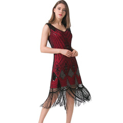 wine red 1920s Fashion Flapper Dress Vintage Cocktail Evening Gatesby Party