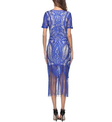 Blue Great Gatsby Themed 1920s Flapper Dress Roaring 20s