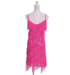 Fringe Sequin Strap Backless 1920s Flapper Mini Dress Rose Red