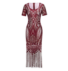 1920s Fashion Flapper Great Gatsby Dress Wine Red