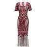 1920s Fashion Flapper Great Gatsby Dress Wine Red
