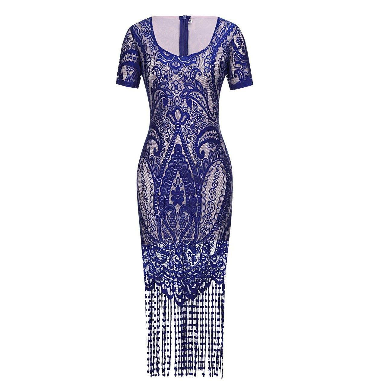 Blue Great Gatsby Themed 1920s Flapper Dress Roaring 20s