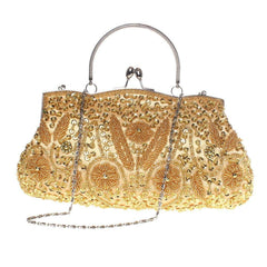 Fashion Beaded Handbag Kissing Lock Bag Satin Evening Clutch