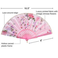 8PCS Vintage Retro Fabric Fans Folding Hand Held Bulk for Women