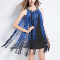 navy blue Fringe Tassel Dress Great Gatsby New Year Party