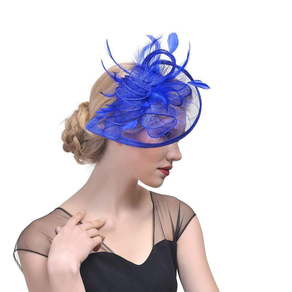 Sinamay & Feathers Twist Navy Fascinator Hat Blue Wedding Hats