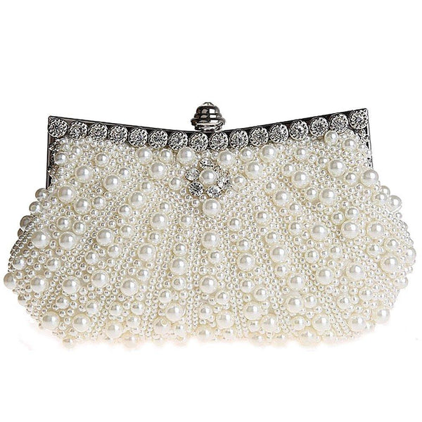 1920's Full Beaded Vintage Pearls Evening Clutch Handbag for Women