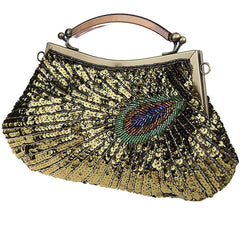 Women's Retro peacock Beaded Wedding Sequin Evening Bags