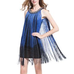 navy blue Fringe Tassel Dress Great Gatsby New Year Party