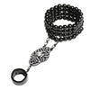 Bracelet Ring Set Hand Chain 1920's Accessories Black