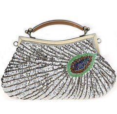 Women's Retro peacock Beaded Wedding Sequin Evening Bags