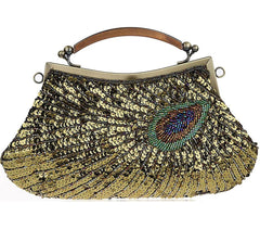 Women's Retro peacock Beaded Wedding Sequin Evening Bags
