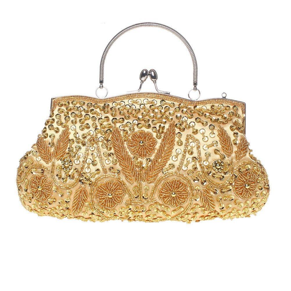 Fashion Beaded Handbag Kissing Lock Bag Satin Evening Clutch