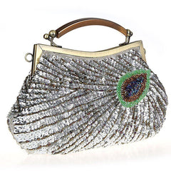 Women's Retro peacock Beaded Wedding Sequin Evening Bags
