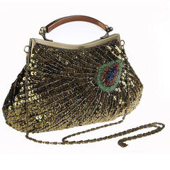 Women's Retro peacock Beaded Wedding Sequin Evening Bags