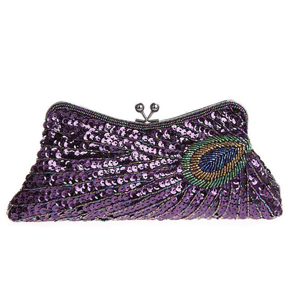 Women's Evening Sequined 1920s Handbag Peacock
