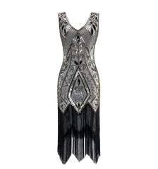 Champagne 1920s Inspired Great Gatsby Dress Rose Print Evening Party