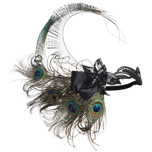1920s Flapper Headband Great Gatsby Peacock Headpiece