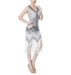 White Flapper Dress Great Gatsby Theme Work Party 