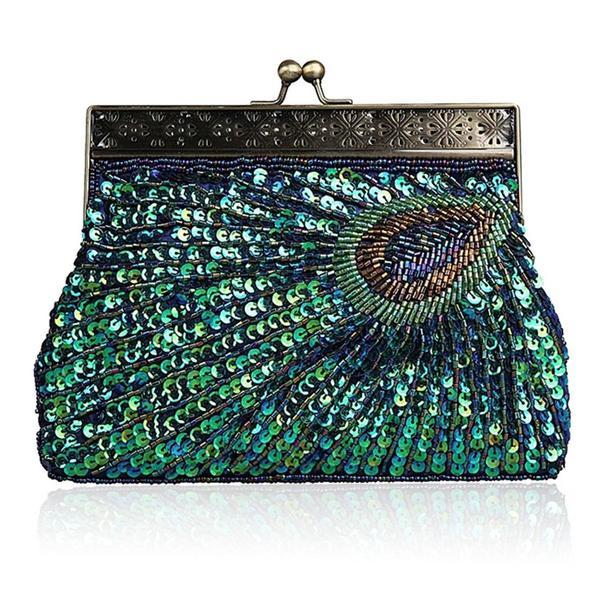 Beaded Sequin Peacock Clutch Evening Handbag|JaosWish