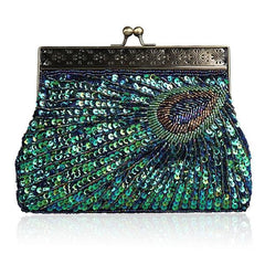 Beaded Sequin Peacock Clutch Evening Handbag|JaosWish