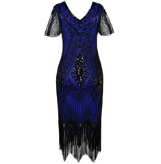 Classic 1920s Style Dress 1920's Gatsby Vibe Navy Blue