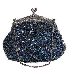 Vintage Kissing Lock Sequins Beaded Evening Party Purse