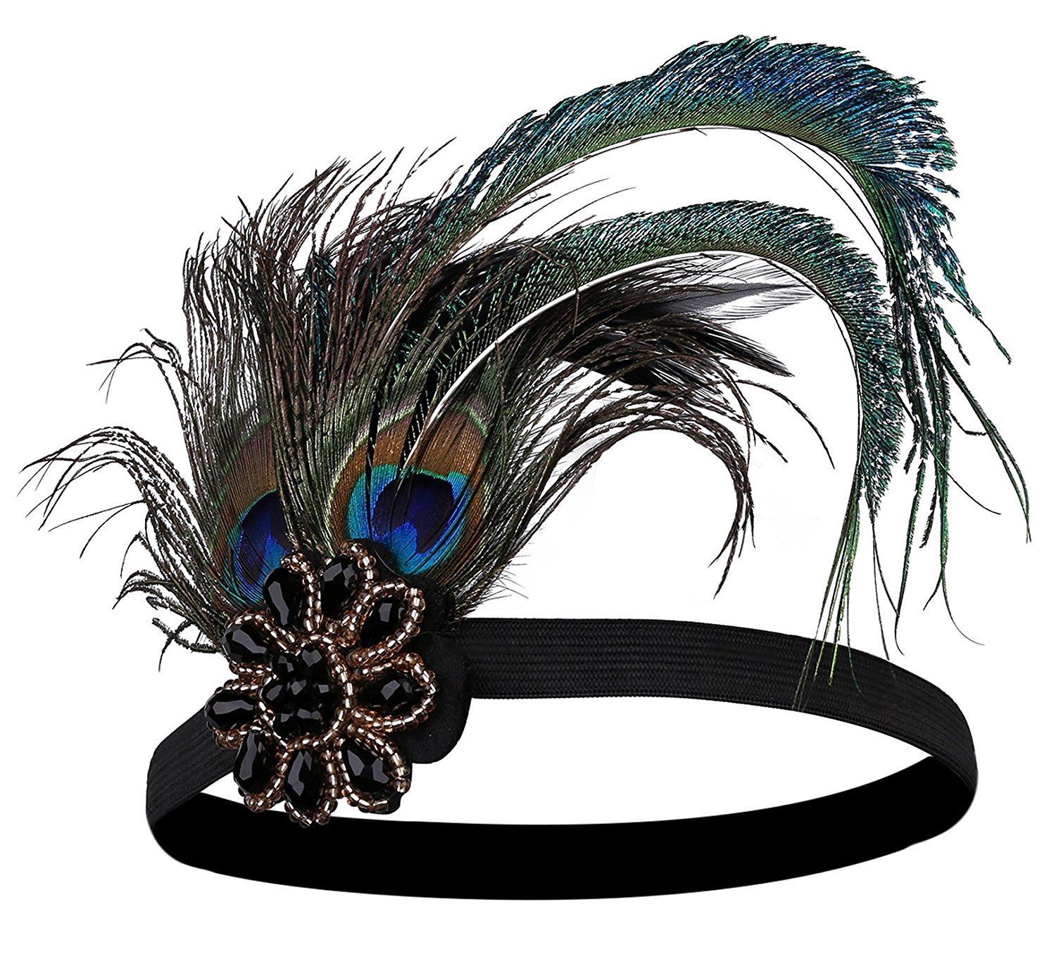 1920s Flapper style Headband Peacock Great Gatsby Headpiece