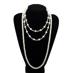 1920s Pearls Necklace Gatsby accessories Vintage Costume Jewelry Faux Ivory Pearl Cream Long Necklace
