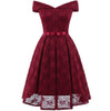 1950s Women's Fashion Vintage Dresses Wine Red Off the Shoulder Dress