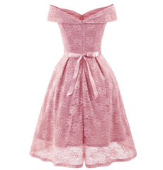 1950s Women's Fashion Vintage Dresses Pink Off the Shoulder Dress
