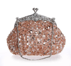 Women' Sequins Handmade Beaded Handbag Clutch Wedding Bridal 