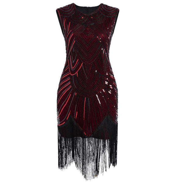 1920s Deco Beaded Sequin Embellished Flapper Dress