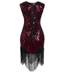 1920s Deco Beaded Sequin Embellished Flapper Dress