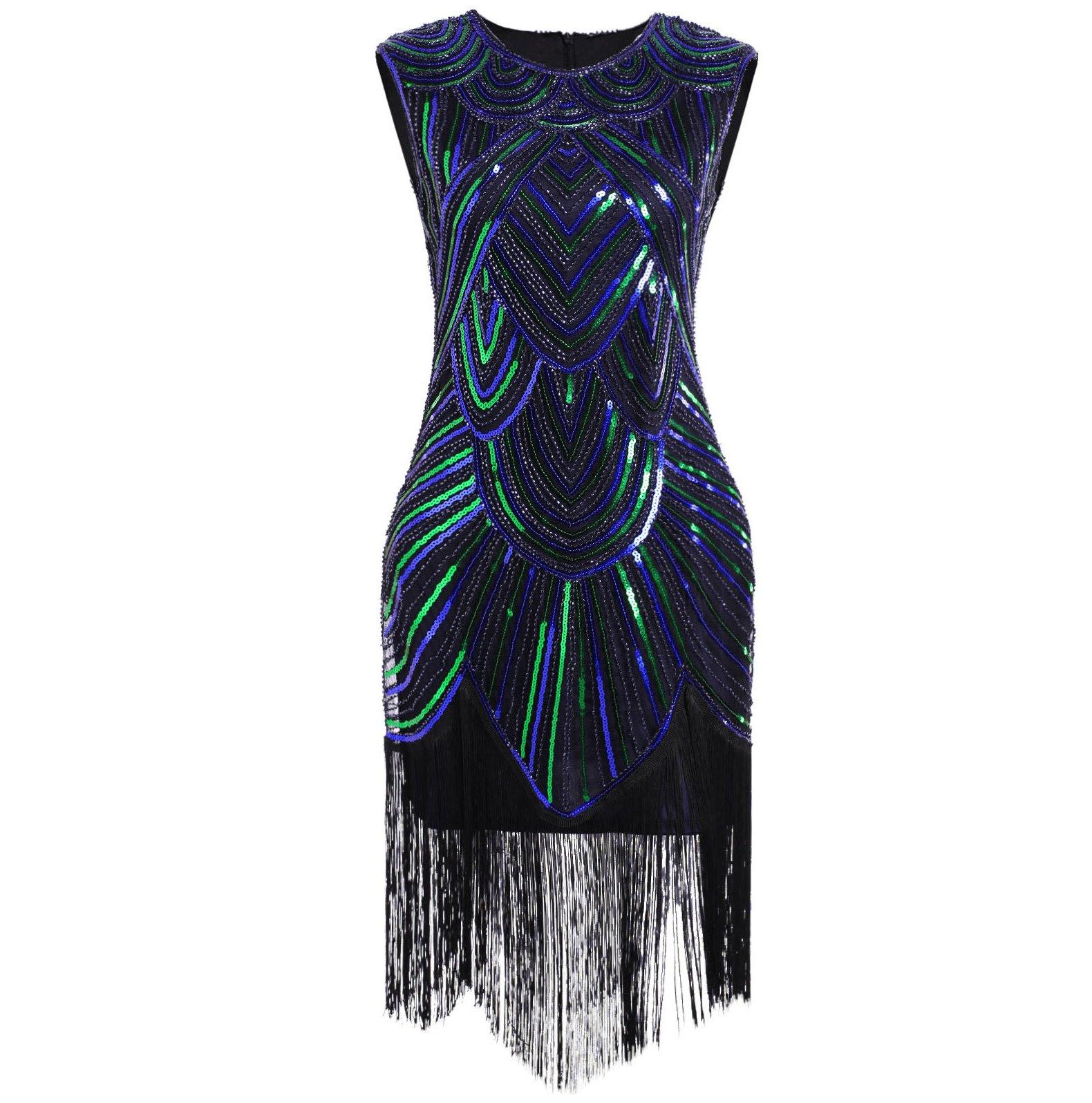 Beaded Fringed Gatsby 1920s Flapper Dress Prom Party